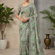 Fancy Print Loose Saree with Blouse for Premium Ethnic and Traditional Wear | BMS-KADAMBARI