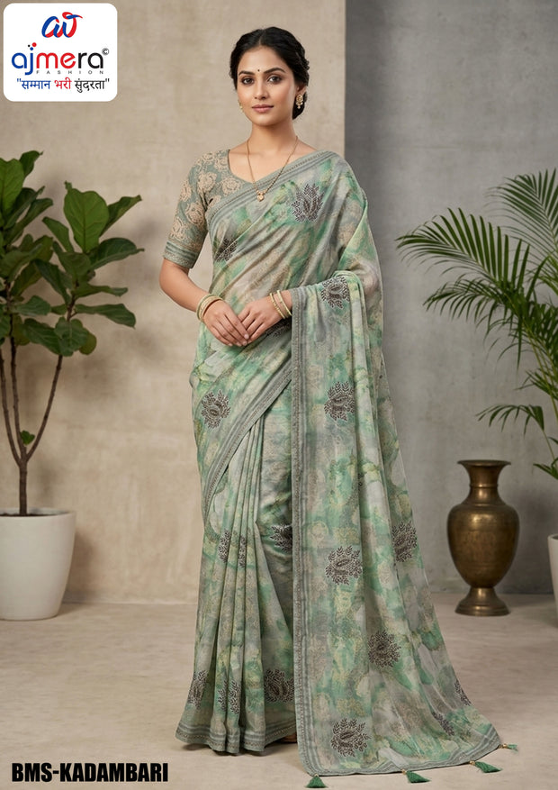 Fancy Print Loose Saree with Blouse for Premium Ethnic and Traditional Wear | BMS-KADAMBARI