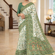 Stylish Jacquard Silk Saree with Blouse Piece for Festive Collection | DNA-PAPER BOAT