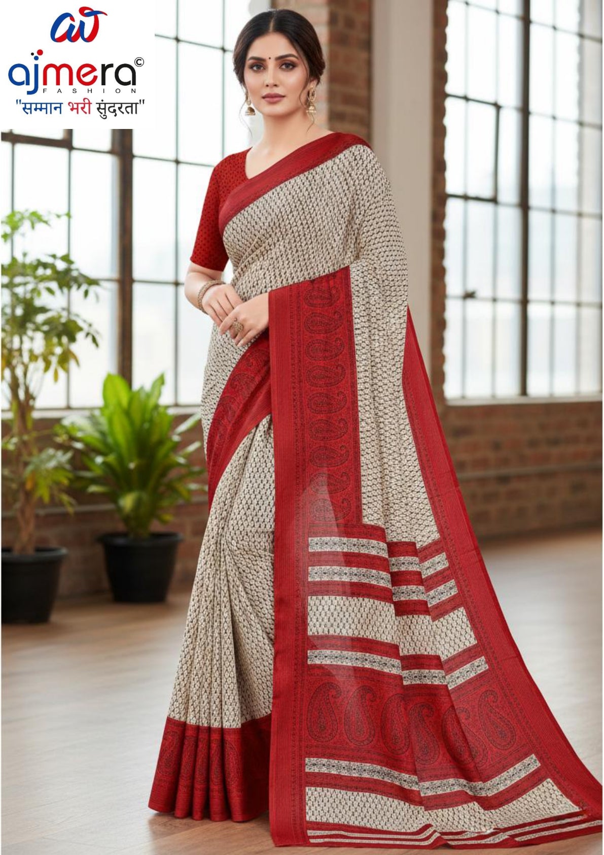Printed Print Loose Saree without Blouse for Premium Ethnic and Traditional Wear | SIP-MISS WORLD