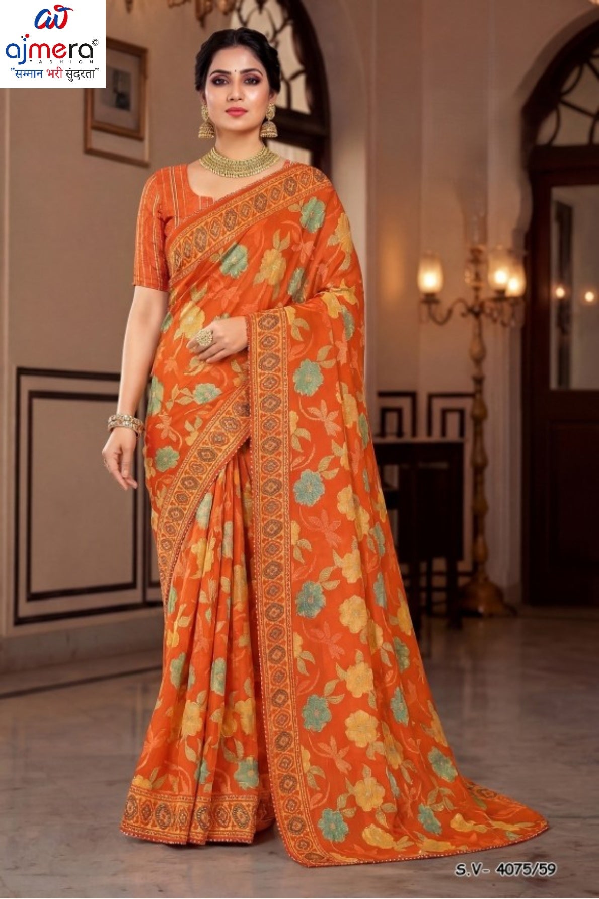 Designer Printed Saree with Blouse Piece for Special Occasions | SSR-WARNER-A