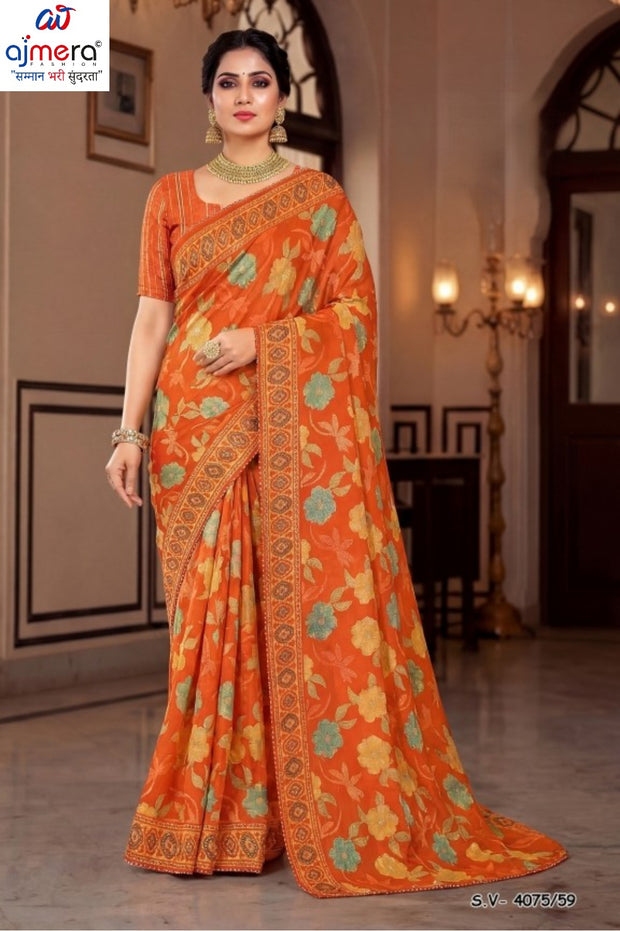 Designer Printed Saree with Blouse Piece for Special Occasions | SSR-WARNER-A