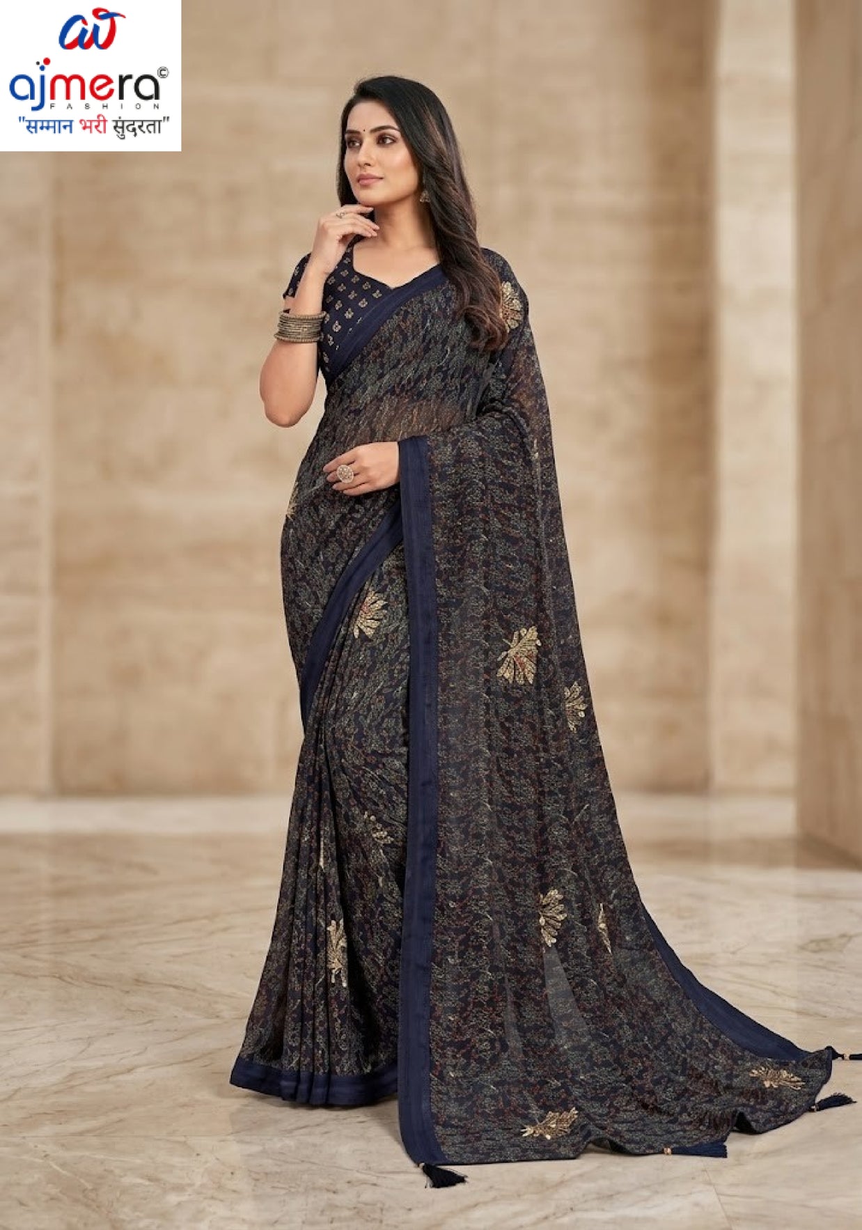 Fashionable Printed Saree with Blouse Piece for Festive Collection  | RDD-JYOTHI
