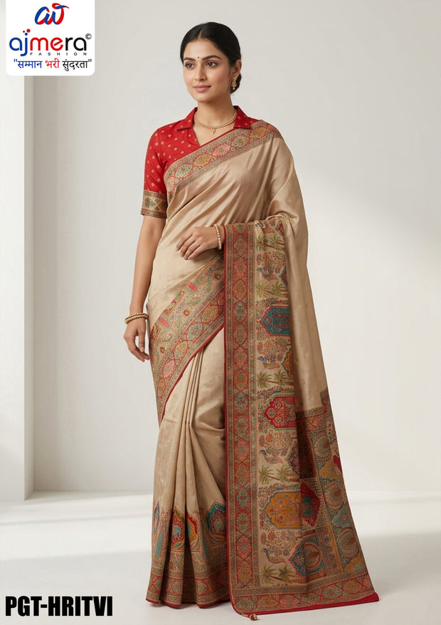 Elegant Border Jacquard Silk Saree With Blouse Piece | PGT-HRITVI