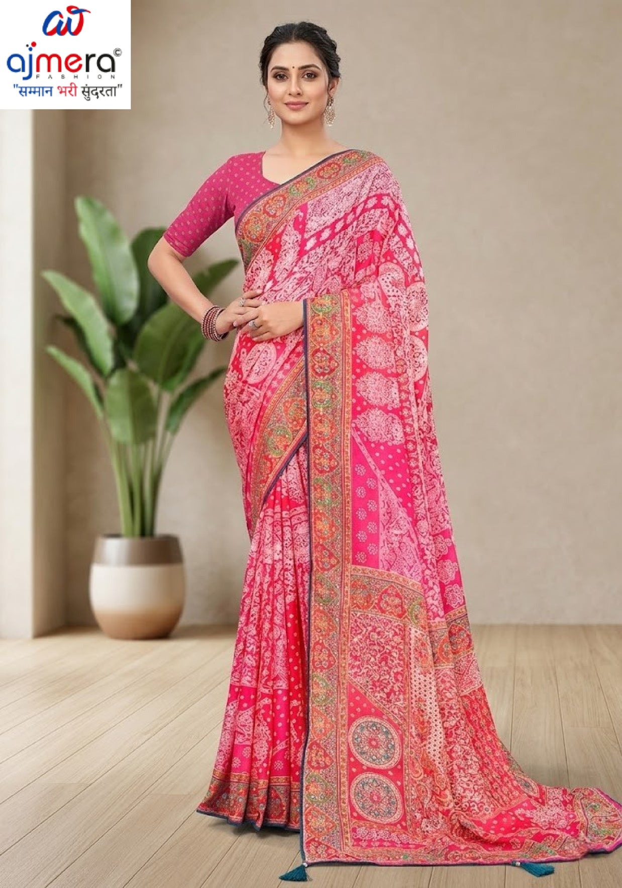 Fashionable Printed Saree with Blouse Piece for Festive Collection  | RMF-JASLEEN VOL-2