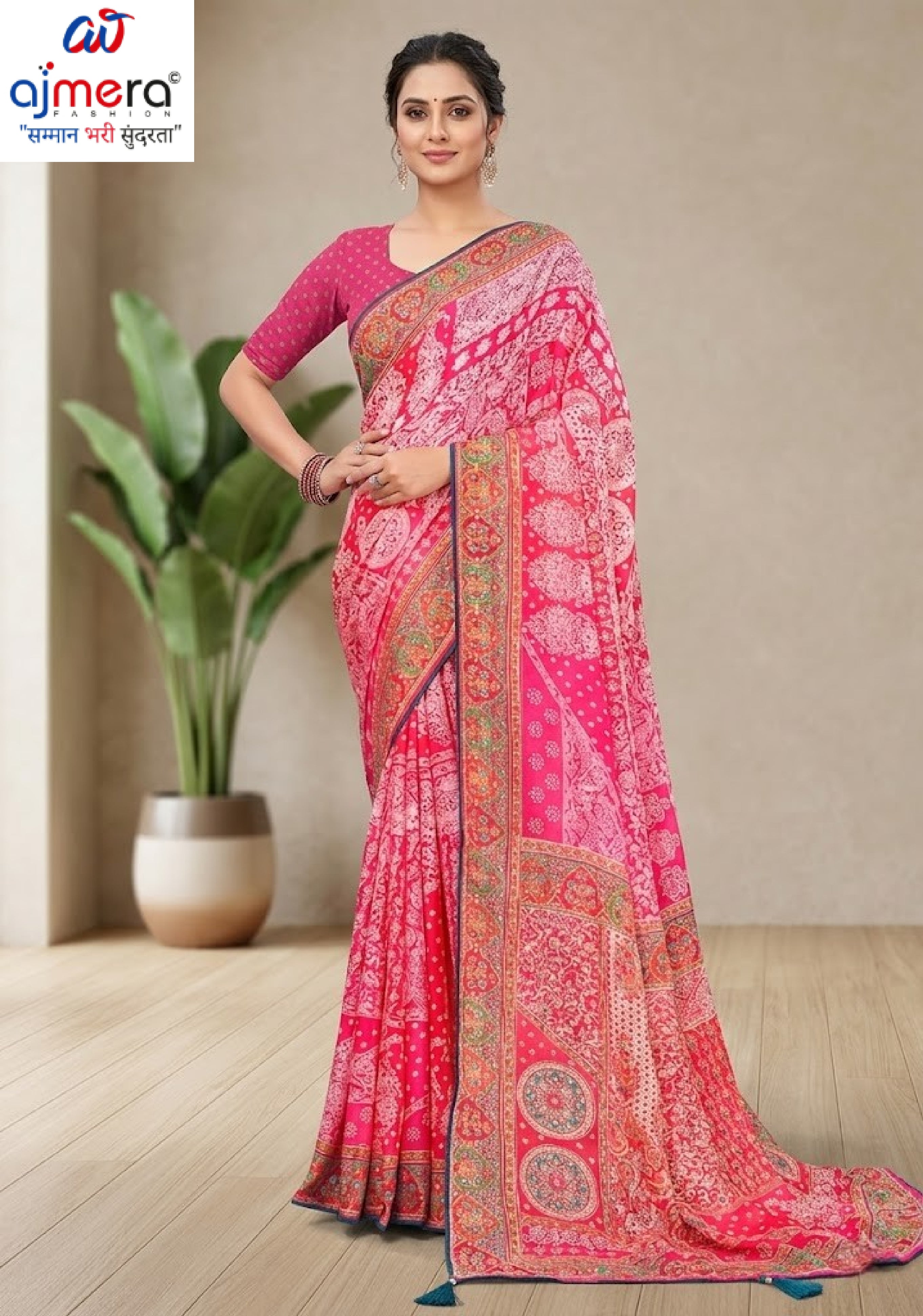 Fashionable Printed Saree with Blouse Piece for Festive Collection  | RMF-JASLEEN VOL-2