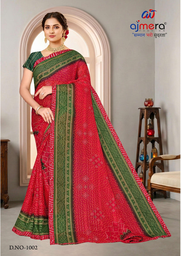 Contemporary Printed Saree with Blouse Piece for Premium Wear | SNR-SANDWISH