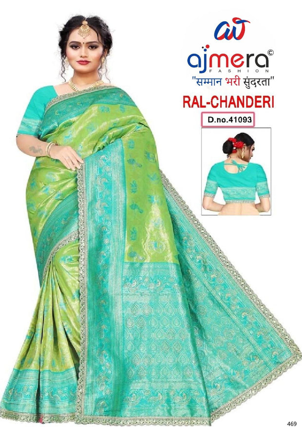 Rich Jacquard Silk Saree with Blouse Piece for Sophisticated Ethnic Style | RAL-CHANDERI