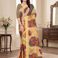 Chiffon Print Loose Saree with Blouse for Premium Ethnic and Traditional Wear | TTS-VISHWA
