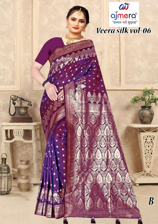 Premium Jacquard Silk Saree with Matching Blouse Piece for Ethnic Celebrations | TUL-VEERA SILK VOL-06
