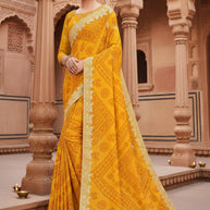 Trendy Printed Saree with Blouse Piece for Women’s Ethnic Wardrobe  | TD-KARVA CHAUTH