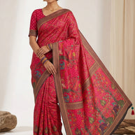 Ethnic Wear Jacquard Silk Saree With Blouse Piece | WSO-CROWN