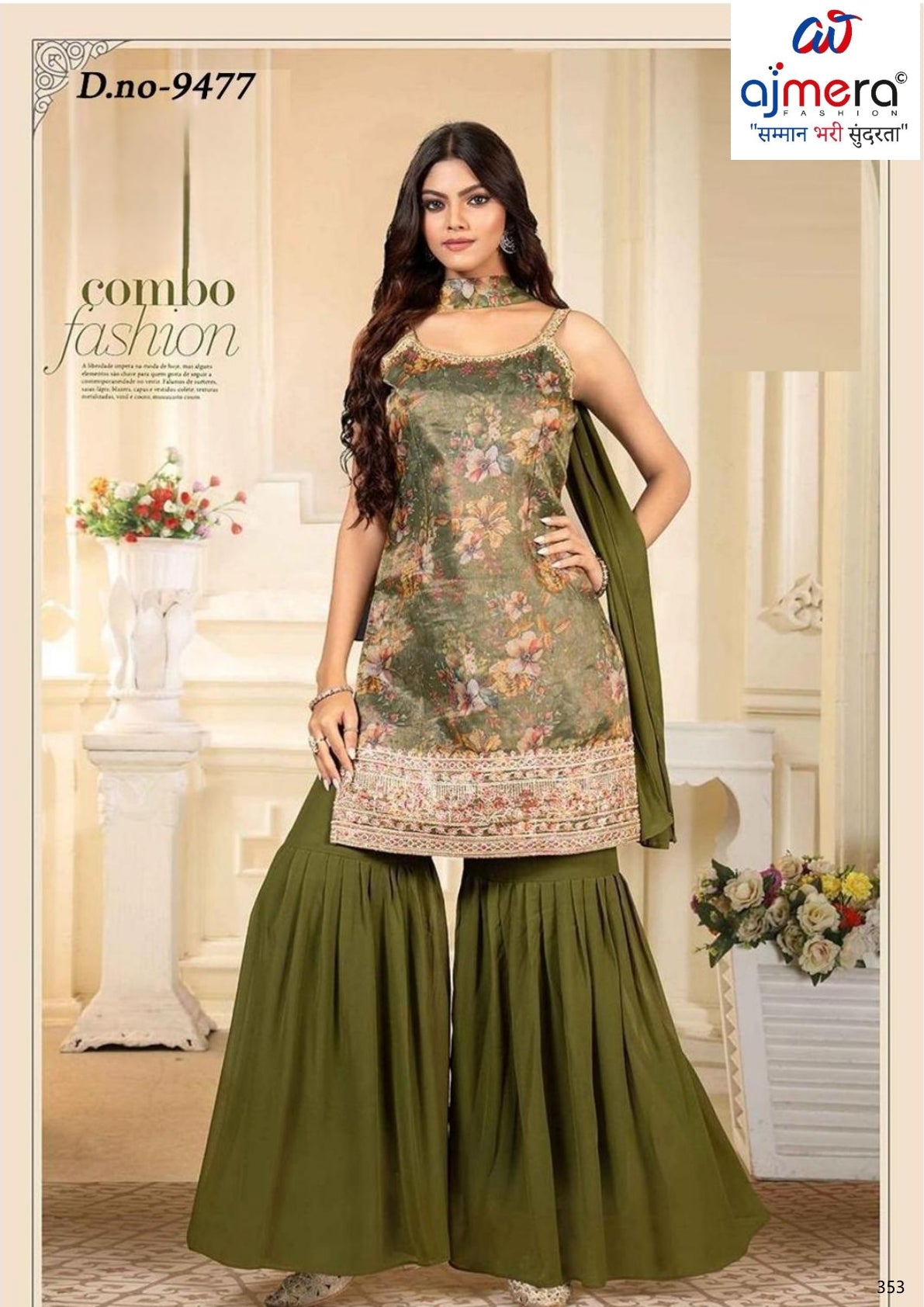 Elegant Designer Chinon Party Wear Gown for Women | KRU-9477