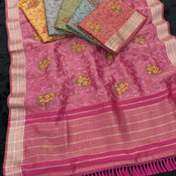 Apricot Linen Saree with Blouse for Premium Ethnic and Designer Wear | ALL-APRICOT-62