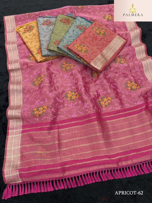 Apricot Linen Saree with Blouse for Premium Ethnic and Designer Wear | ALL-APRICOT-62