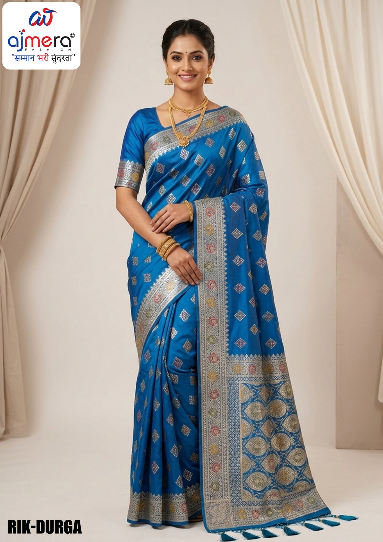 Classic Weave Jacquard Silk Saree With Blouse Piece | RIK-DURGA
