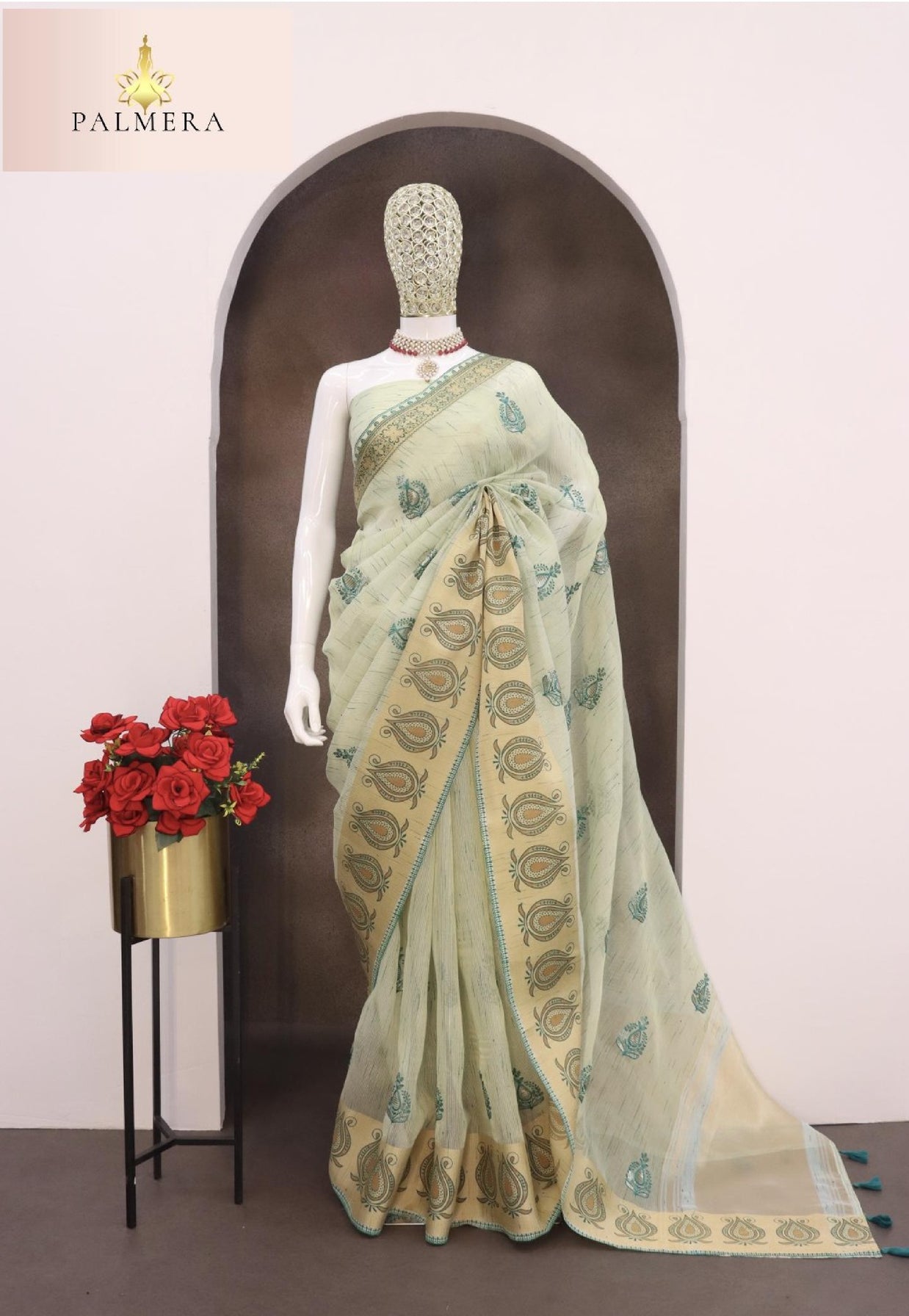 Apricot Linen Saree with Blouse for Premium Ethnic Occasion Wear | ALL-APRICOT-117
