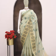 Apricot Linen Saree with Blouse for Premium Ethnic Occasion Wear | ALL-APRICOT-117