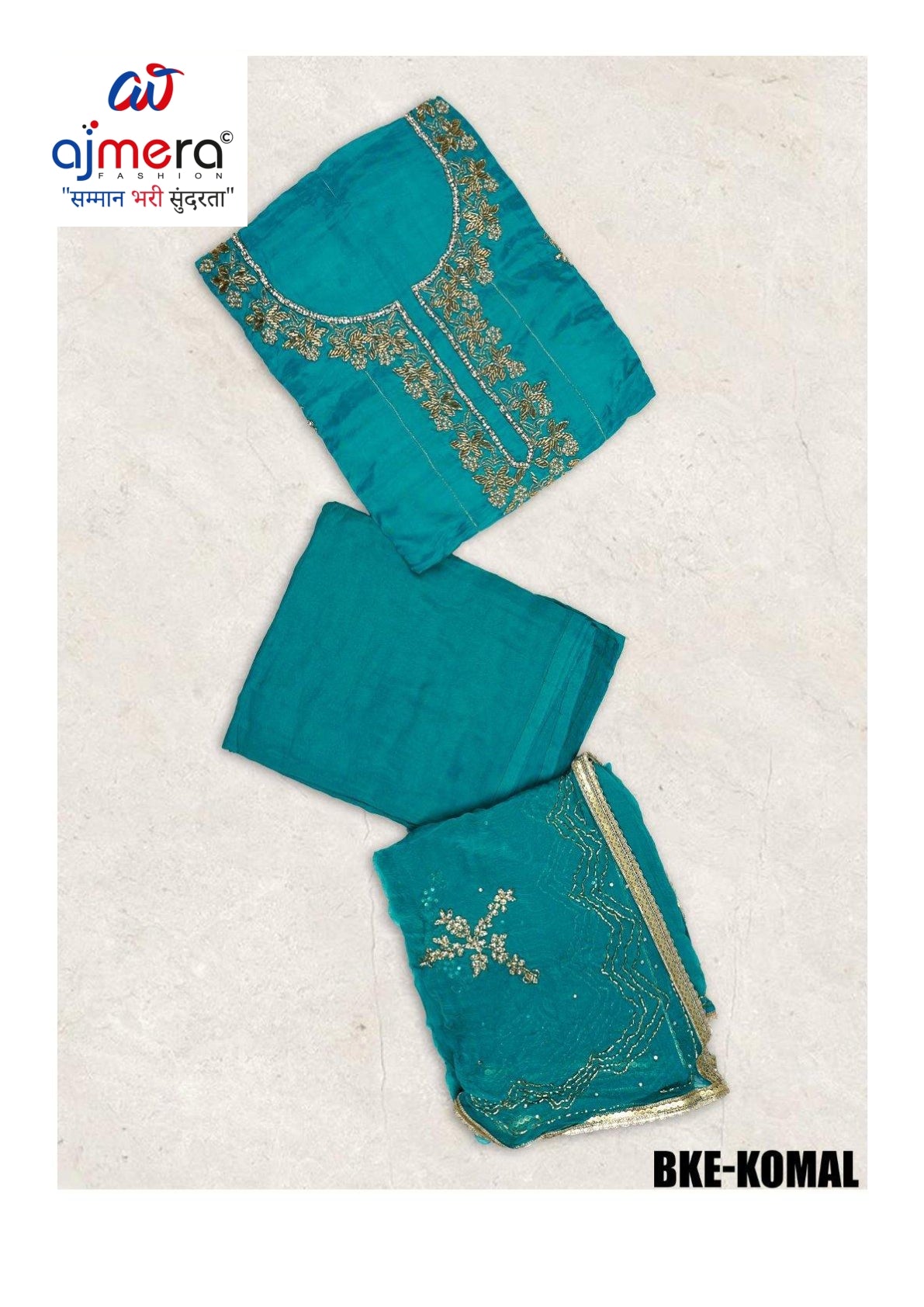 Premium Glass Organza Unstitched Suit Set | BKE-KOMAL