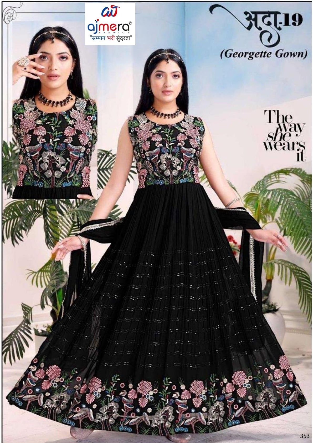 Elegant Georgette Designer Party Wear Gown for Women | SHP-ADDA-19