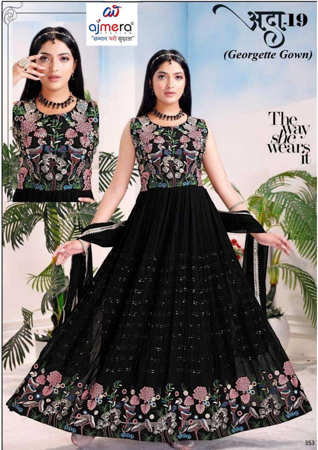 Elegant Georgette Designer Party Wear Gown for Women | SHP-ADDA-19
