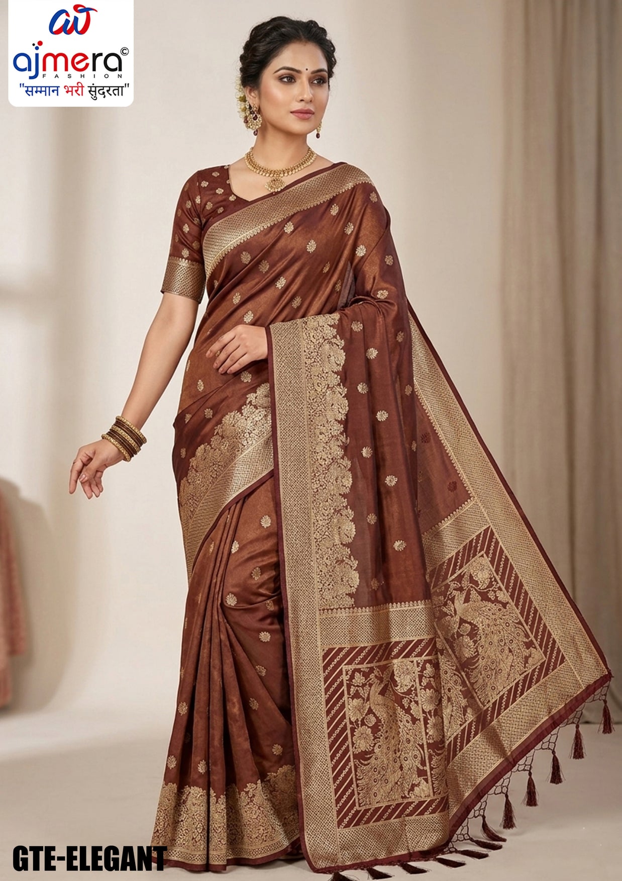 Opulent Jacquard Silk Saree With Blouse Piece | GTE-ELEGANT