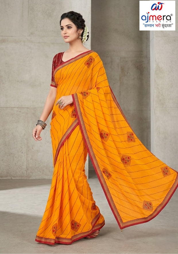 Premium Printed Saree with Matching Blouse Piece for Ethnic Elegance  | CAS-PALKI