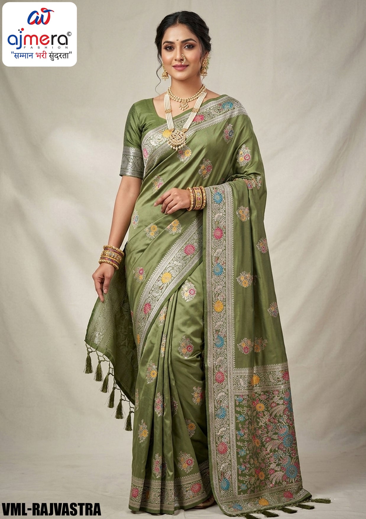 Textured Jacquard Silk Saree With Blouse Piece | VML-RAJVASTRA