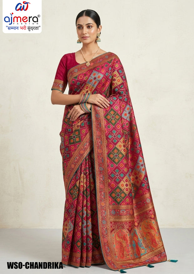 Festive Wear Jacquard Silk Saree With Blouse Piece | WSO-CHANDRIKA