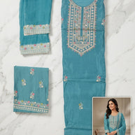 Elegant Glass Organza Unstitched Suit Set | BKE-JAINA