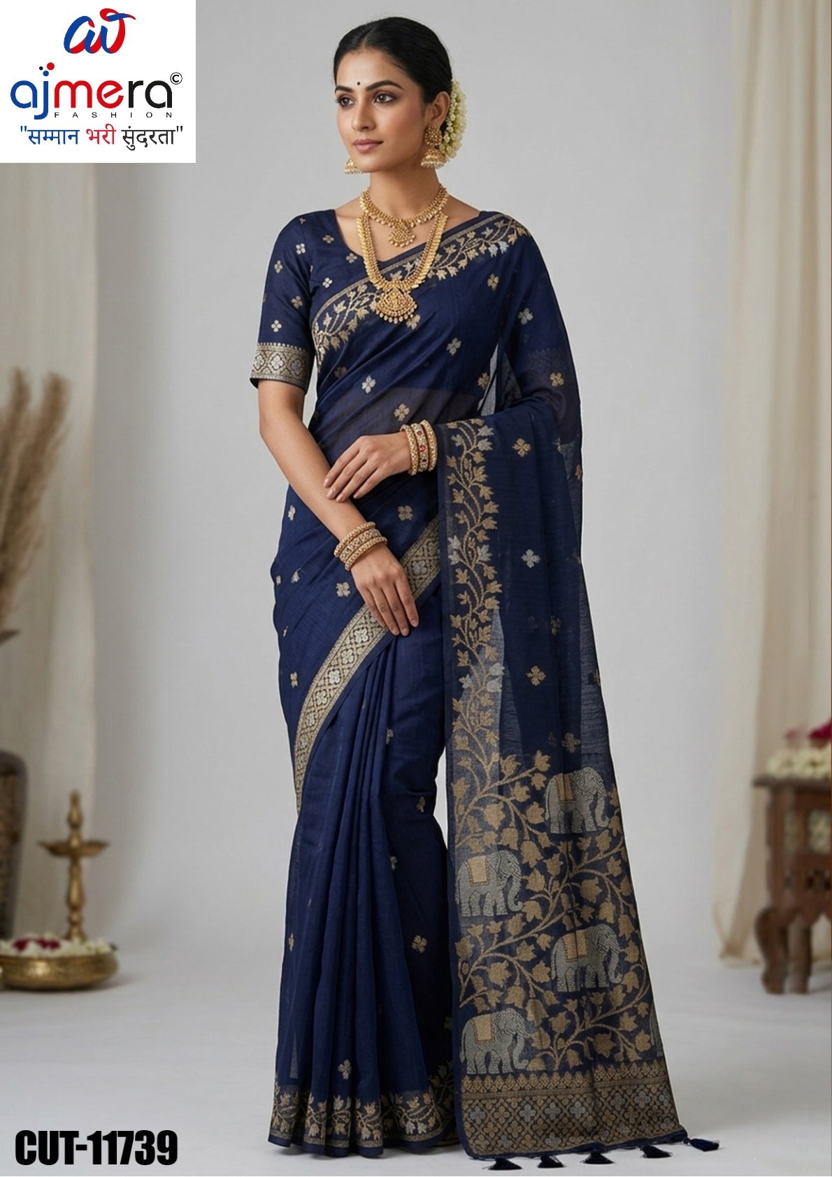Fashionable Jacquard Silk Saree with Blouse Piece for Special Events | CUT-11739