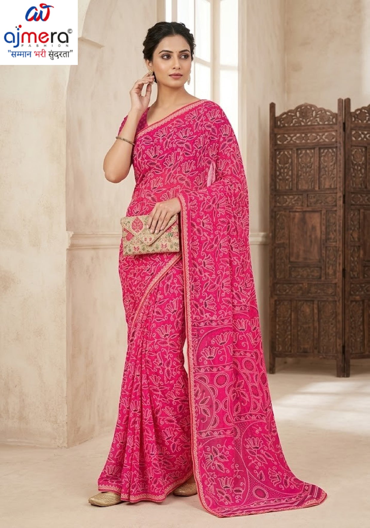 Elegant Printed Saree with Designer Blouse Piece for Festive Wear  | VER-HEERA-46508