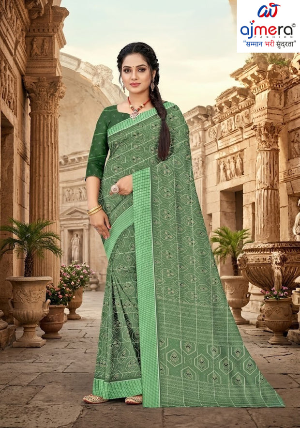 Elegant Printed Saree with Designer Blouse Piece for Festive Wear  | GLC-LAADLI