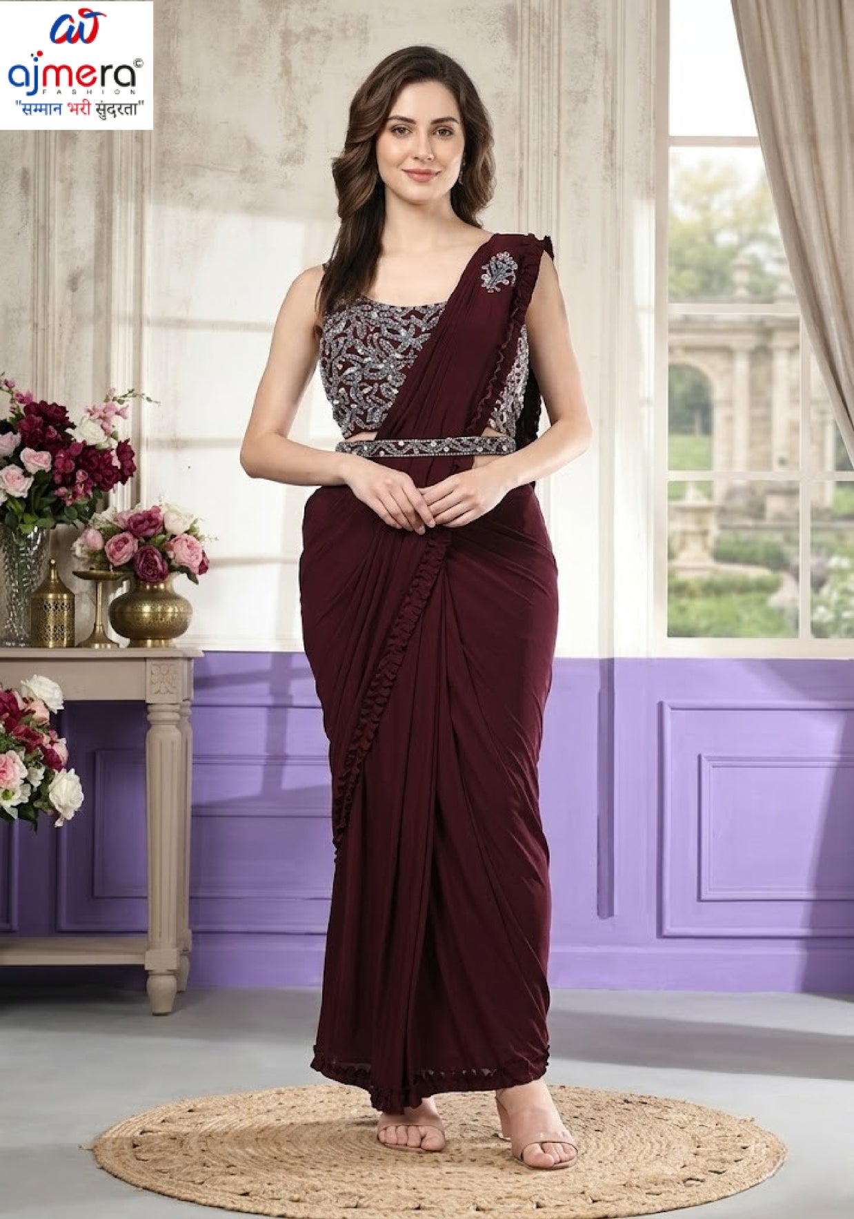 Elegant Designer Lycra Gown with Blouse for Women | ATZ-101995