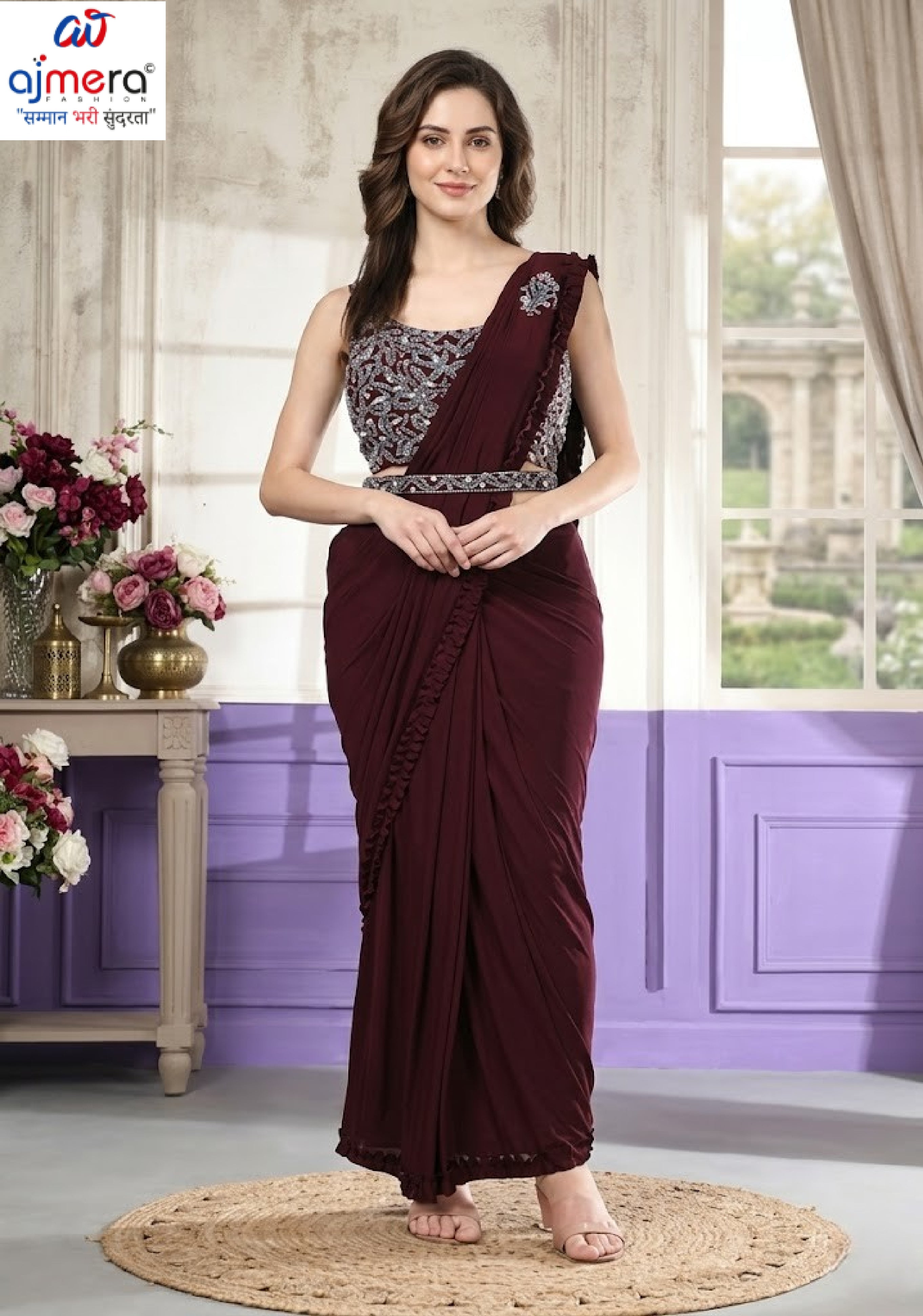 Elegant Designer Lycra Gown with Blouse for Women | ATZ-101995