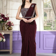 Elegant Designer Lycra Gown with Blouse for Women | ATZ-101995