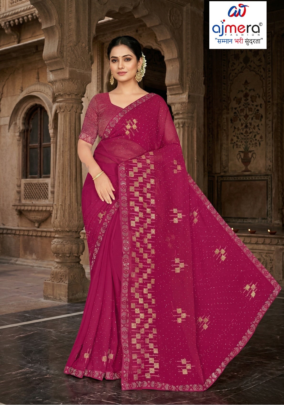 Dyed Matching Saree Supplier with Blouse Piece for Premium Ethnic and Traditional Wear | VKM-COMPANY