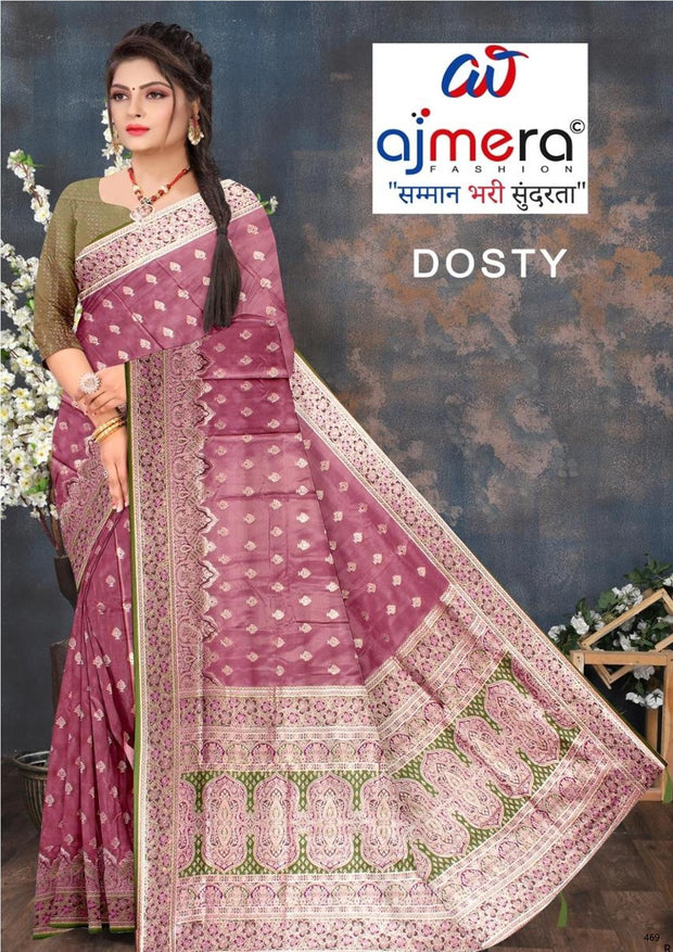Classic Jacquard Silk Saree with Blouse Piece for Elegant Traditional Look | VML-DOSTY