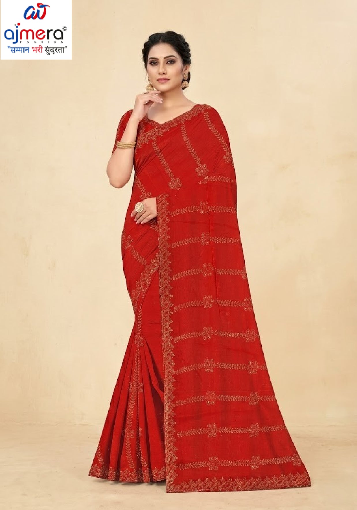 Fandy Embroidery Dyed Matching Saree with Blouse Piece for Premium Ethnic and Traditional Wear | RAL-ISHIKA-1