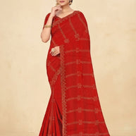 Fandy Embroidery Dyed Matching Saree with Blouse Piece for Premium Ethnic and Traditional Wear | RAL-ISHIKA-1