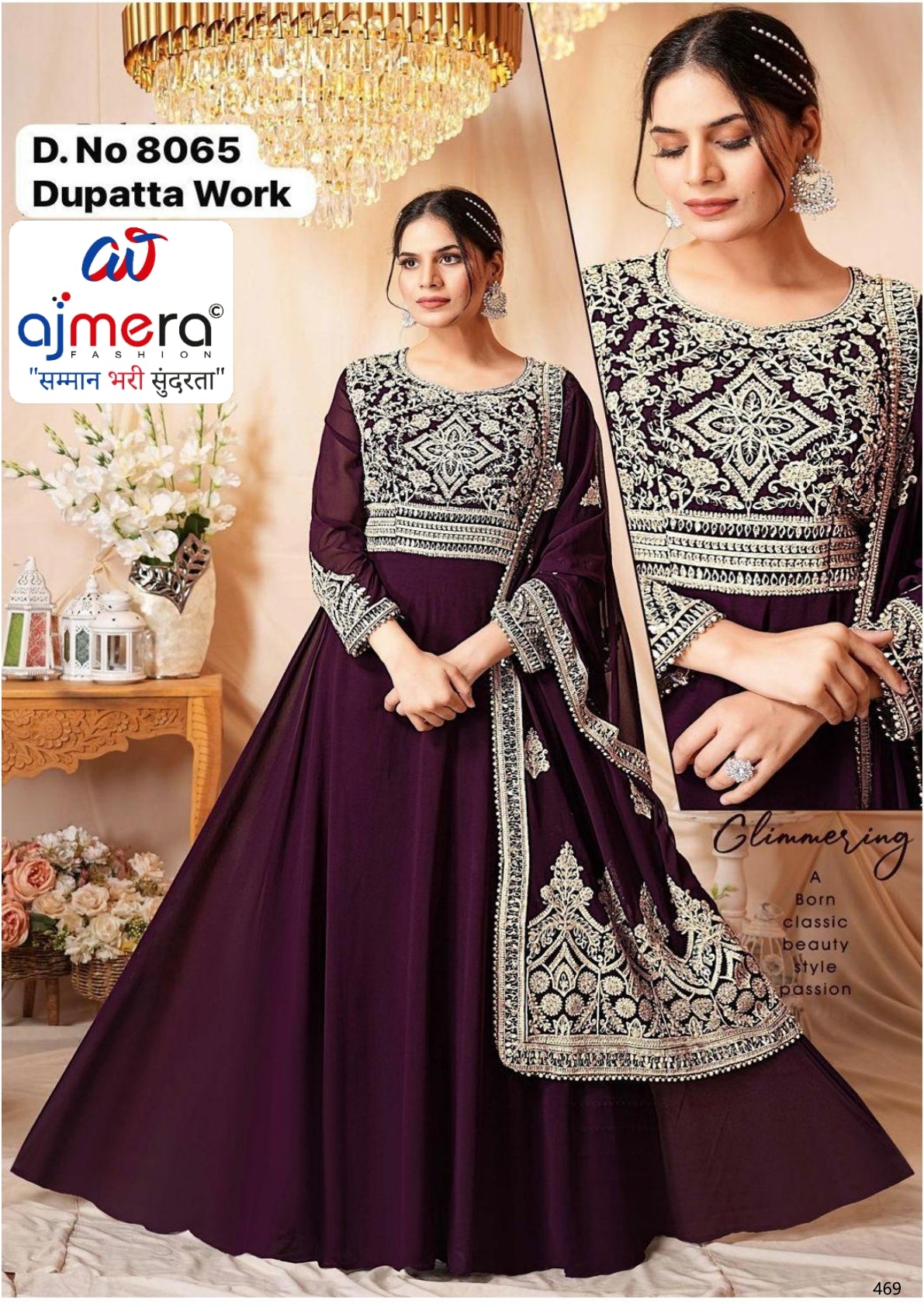 Elegant Georgette Designer Party Wear Gown for Women | MOE-8065-L