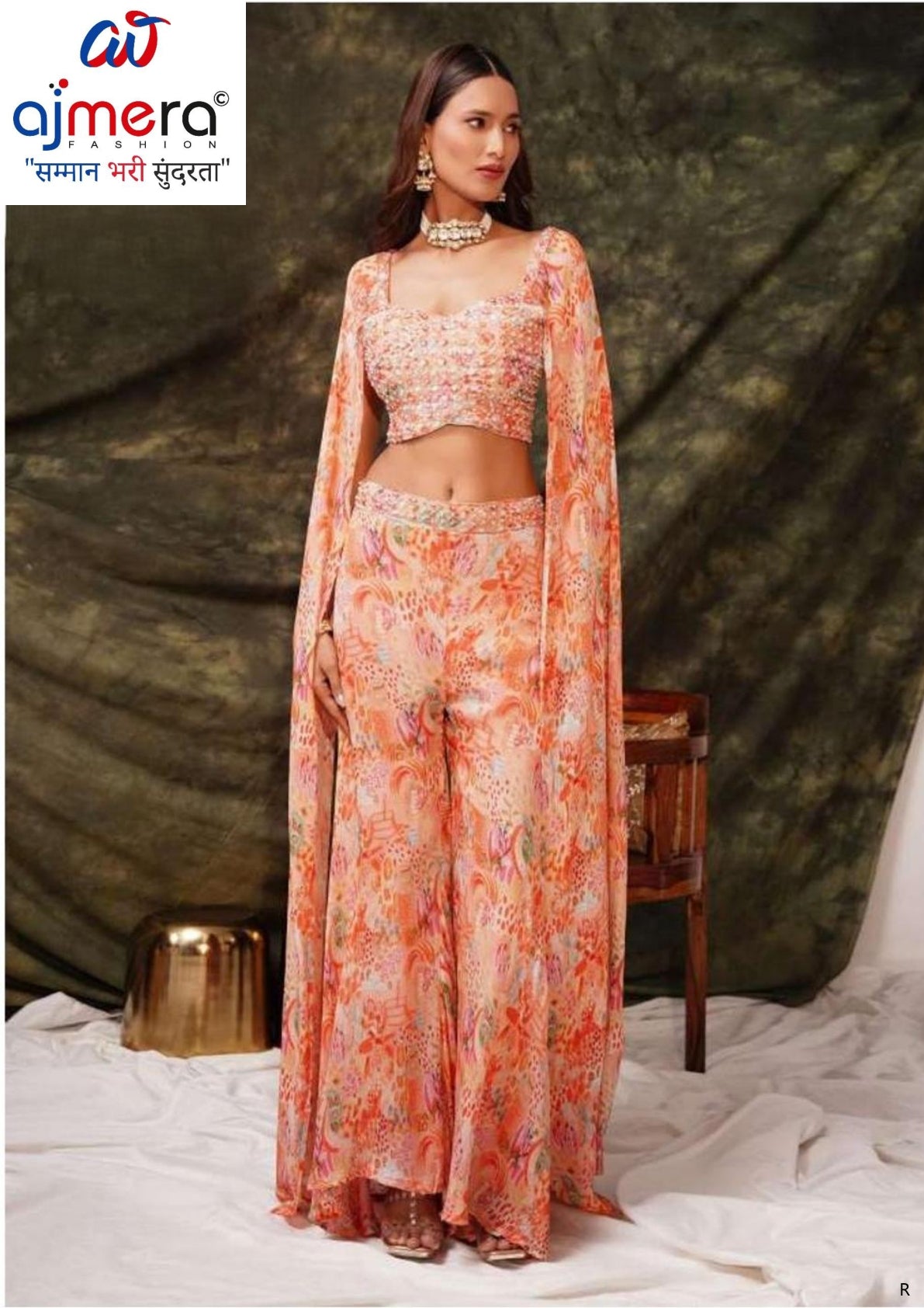 Designer Fancy Fabric Gown with Blouse for Women | ATZ-C2068