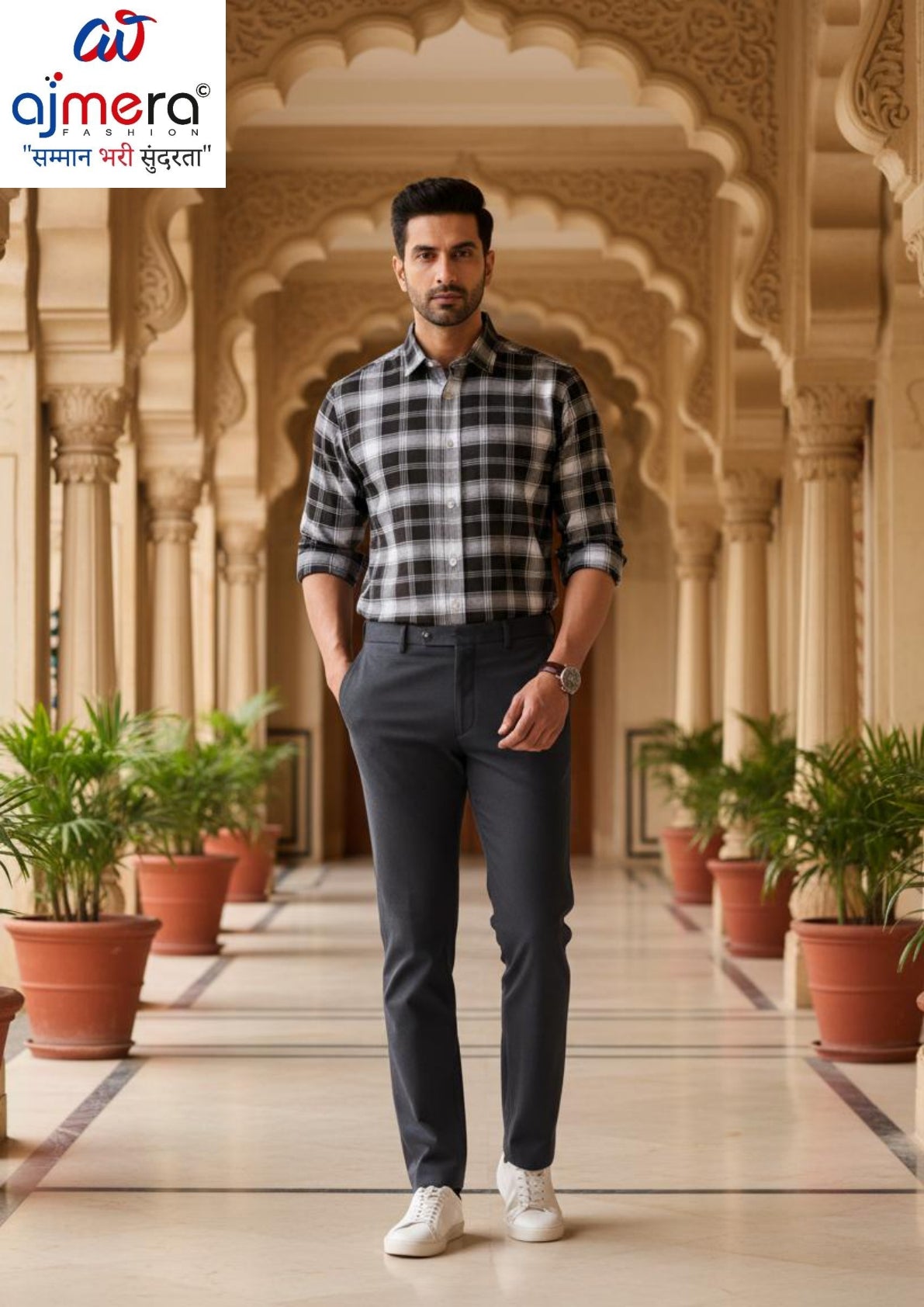 Mens Shirt Bulk Supplier India for Retailers | AGM-COTTON CHECKS A-16
