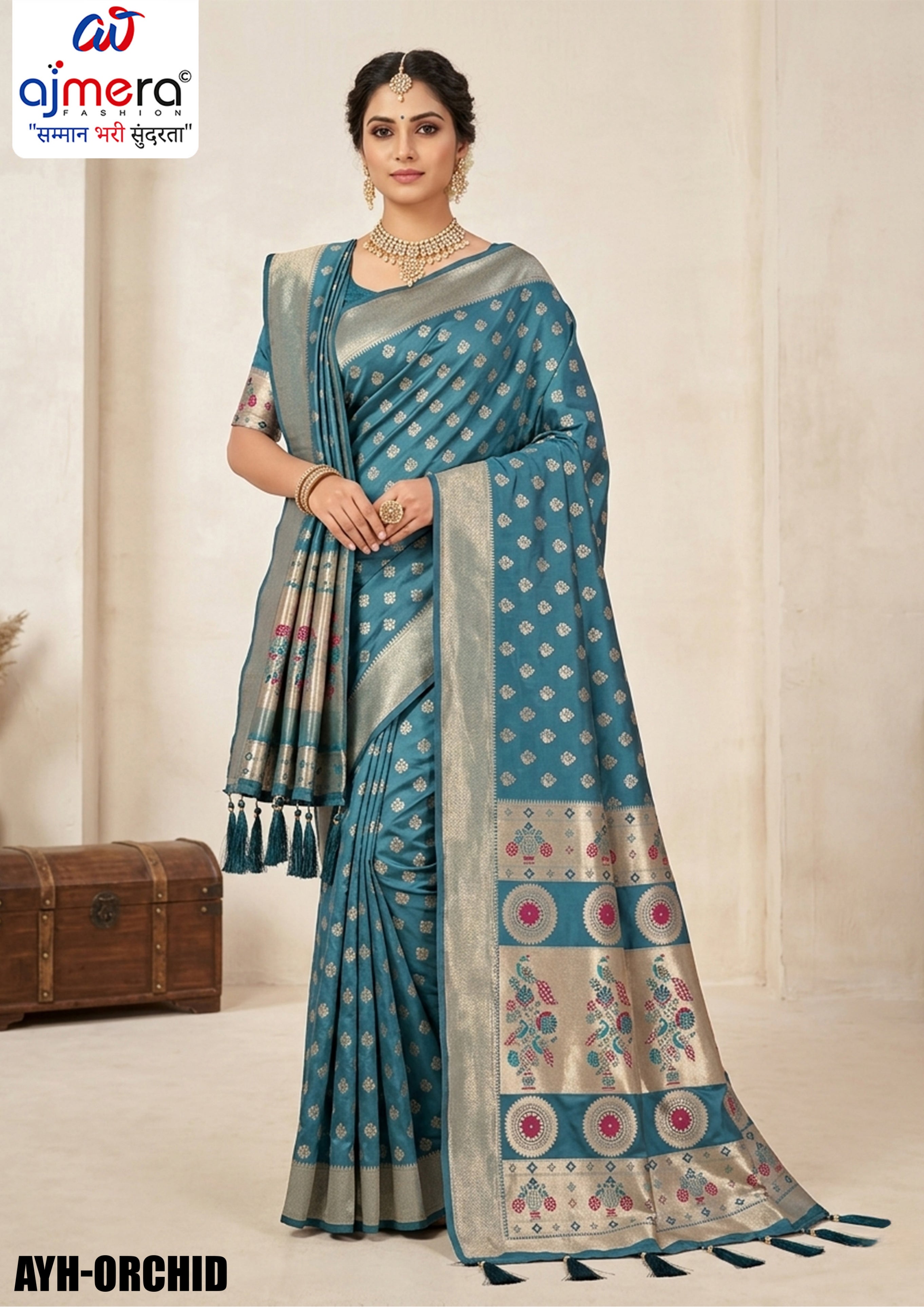 Wedding Jacquard Silk Saree With Blouse Piece | AYH-ORCHID