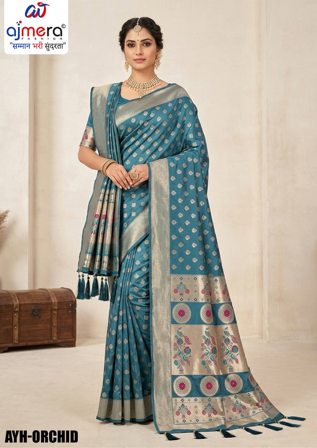 Wedding Jacquard Silk Saree With Blouse Piece | AYH-ORCHID