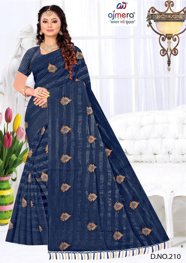Rimzim Embroidery Dyed Matching Saree with Blouse Piece for Premium Ethnic and Traditional Wear | ACR-DANDIYA