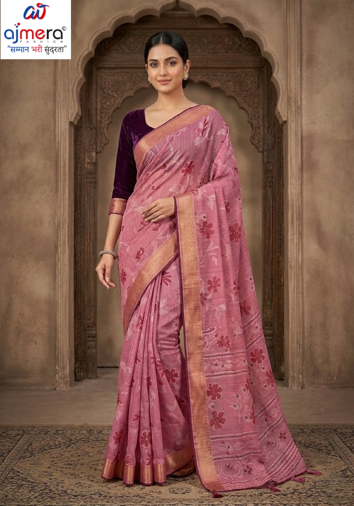 Beautiful Printed Saree with Blouse Piece for Cultural Celebrations  | VDT-SINDOOR