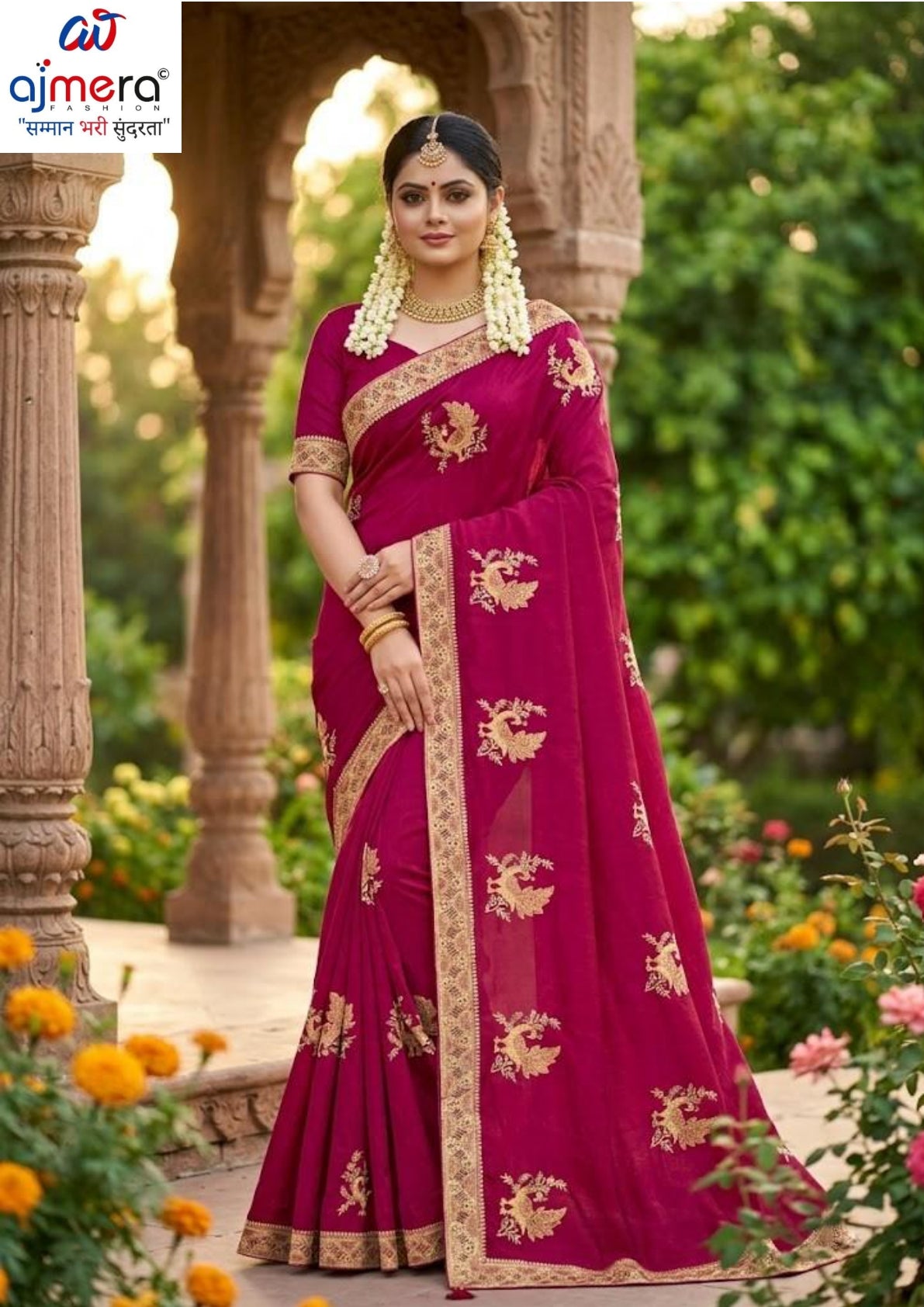 Satin Dyed Matching Saree with Blouse Piece for Premium Ethnic and Traditional Wear | VKM-APPLE