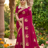 Satin Dyed Matching Saree with Blouse Piece for Premium Ethnic and Traditional Wear | VKM-APPLE