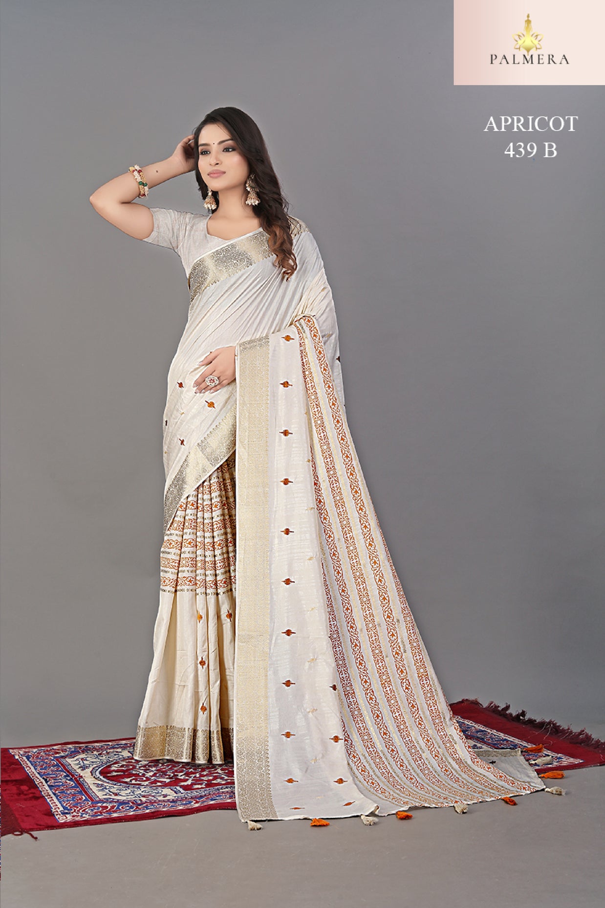 Apricot Linen Saree with Blouse for Premium Ethnic and Designer Wear | ALL-APRICOT-439